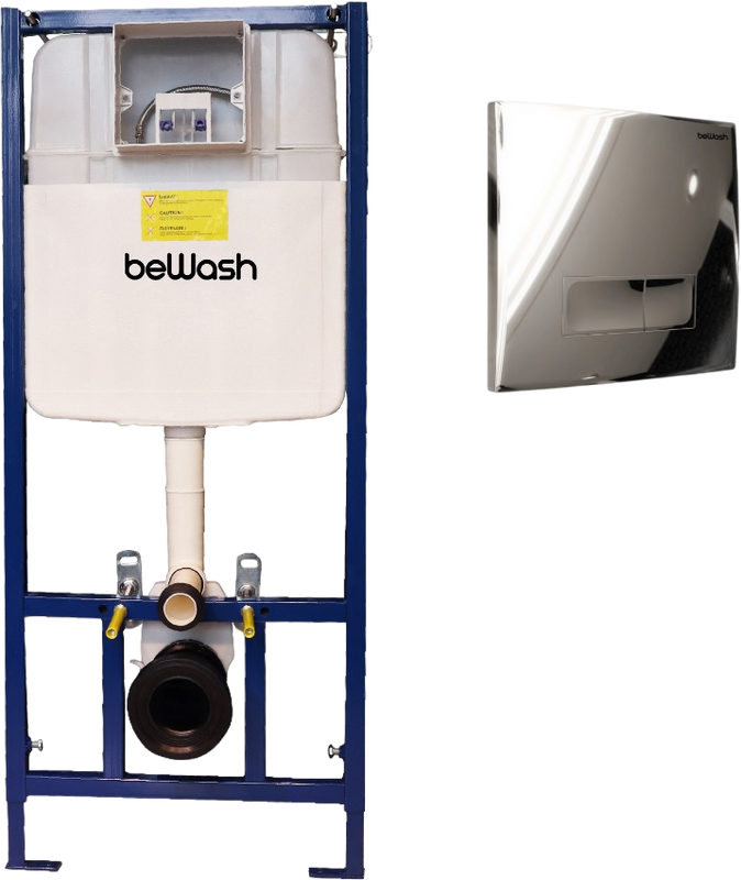 Система инсталляции для унитазов beWash Neox BW74, P04SC с кнопкой смыва, хром глянец