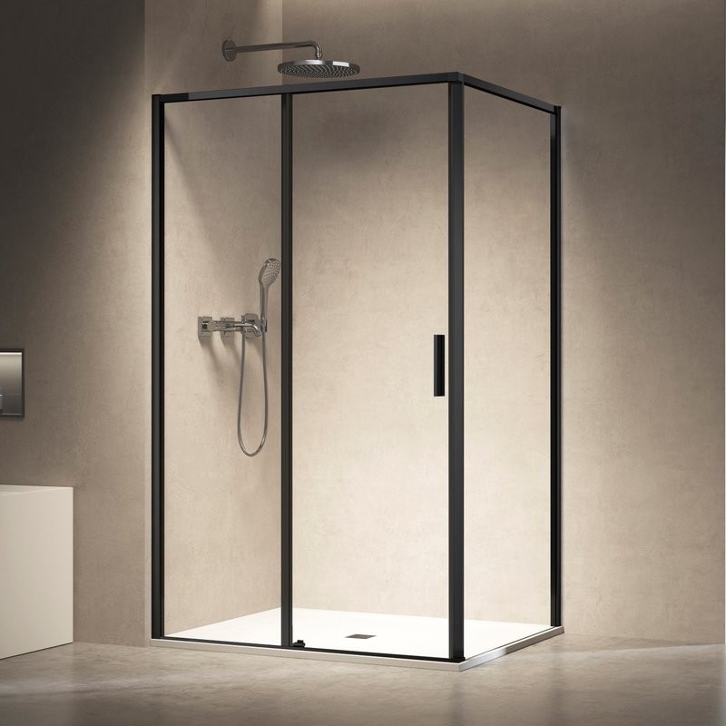 Душевой уголок Vincea Slim VSR-6SL8011CLB 110х80 см, профиль матовый черный, стекло прозрачное