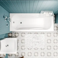 Акриловая ванна 1MarKa Classic A Премиум 150x70 см, пристенная, белая, с каркасом, с экраном, со сливом-переливом