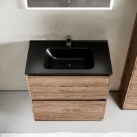 Тумба с раковиной Sancos Libra Floor 80 дуб чарльстон, черная раковина CN7005MB