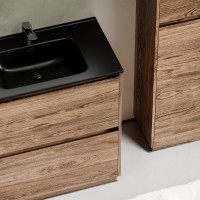 Тумба с раковиной Sancos Libra Floor 80 дуб чарльстон, черная раковина CN7005MB