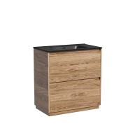 Тумба с раковиной Sancos Libra Floor 80 дуб чарльстон, черная раковина CN7005MB