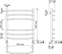 Полотенцесушитель водяной Secado Агата 2 65x55 см, бронза, лесенка, латунь Полотенцесушитель водяной Secado Агата 2 65x55 см, бронза, лесенка, латунь