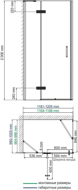 Душевой уголок Wasserkraft Aller Black 10H10LBLACK 120x100 см