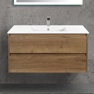 Тумба под раковину Vincea Gio 100 подвесная, дуб табак