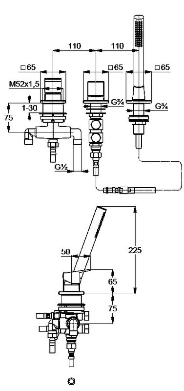 Смеситель на борт ванны Kludi Decus 54447N275 оружейная сталь