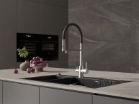 Смеситель для кухни Cersanit Zen 68259 с гибким изливом, сатин, черный