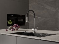 Смеситель для кухни Cersanit Zen 68259 с гибким изливом, сатин, черный