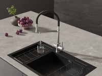 Смеситель для кухни Cersanit Zen 68259 с гибким изливом, сатин, черный