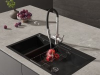 Смеситель для кухни Cersanit Zen 68259 с гибким изливом, сатин, черный