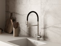 Смеситель для кухни Cersanit Zen 68259 с гибким изливом, сатин, черный