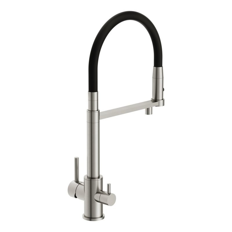 Смеситель для кухни Cersanit Zen 68259 с гибким изливом, сатин, черный