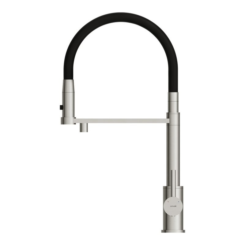 Смеситель для кухни Cersanit Zen 68259 с гибким изливом, сатин, черный