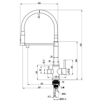 Смеситель для кухни Cersanit Zen 68259 с гибким изливом, сатин, черный