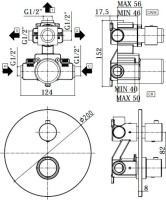Термостатический смеситель встраиваемый Paffoni Light LIQ019HGSP С ВНУТРЕННЕЙ ЧАСТЬЮ, для ванный с душем, брашированное медовое золото