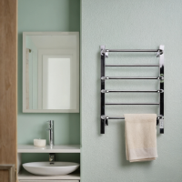 Полотенцесушитель электрический Comfysan Puro-K EC-6 60x45 см, скрытое подключение справа, слева, хром, лесенка, из стали, с полкой