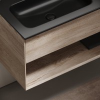 Мебель для ванной комнаты Sancos Marmi 1.0 100 L черная раковина, дуб галифакс натуральный