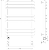 Полотенцесушитель электрический Secado Понтида Плюс, L 80x60 см, подключение слева, хром, лесенка
