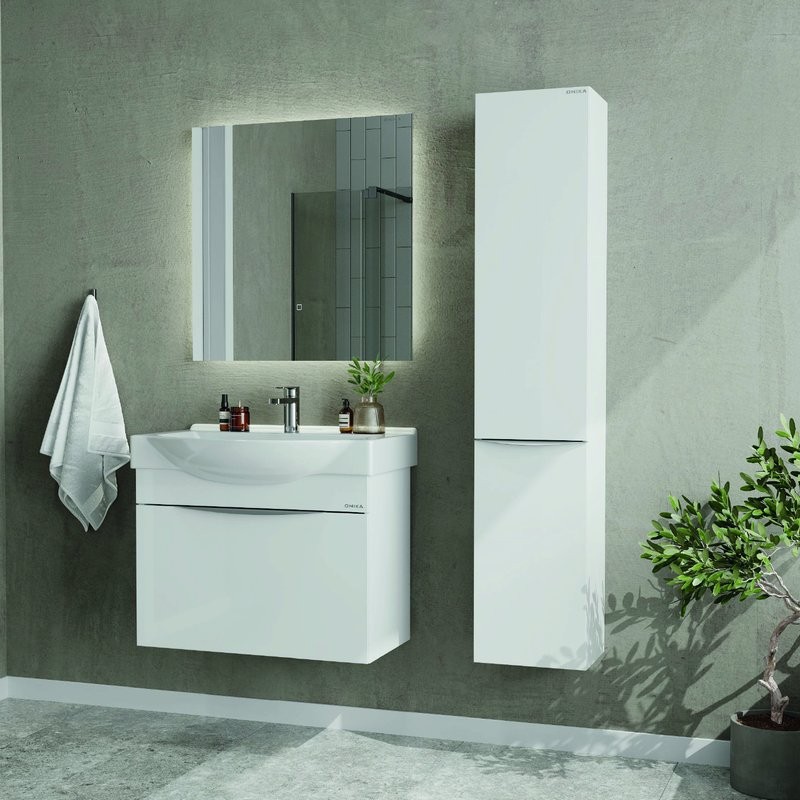 Тумба с раковиной Onika Навиа 65 подвесная, глянцевая белая