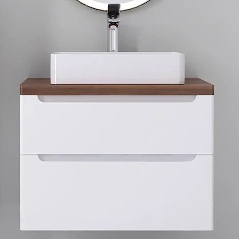 Тумба под раковину со столешницей Jorno Wood 80 белая, столешница темная