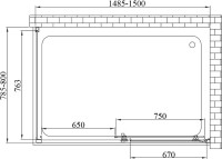 Душевой уголок Vincea Alpha VSR-3AL8015MT 150х80 см, профиль хром, стекло текстурное