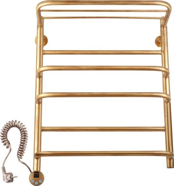 Полотенцесушитель электрический Secado Верона 2 75x55 см, подключение слева, бронза, лесенка, латунь, с полкой