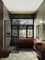 Душевая перегородка Maybahglass MGD-717-6ш 119 см, профиль черный, стекло графит