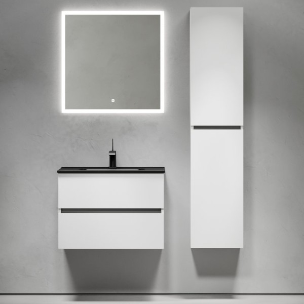 Мебель для ванной комнаты Sancos Urban 70 белый глянец, раковина черная