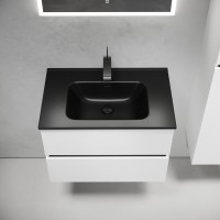 Мебель для ванной комнаты Sancos Urban 70 белый глянец, раковина черная