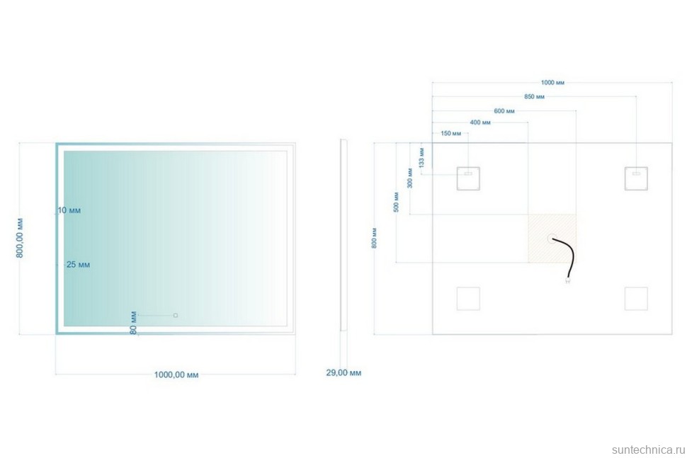 Зеркало Abber See AG6115S-1.0 100х80 см, с подсветкой