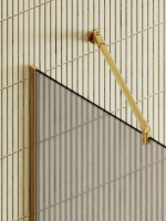 Душевая перегородка Maybahglass MGD-1460-3у 99 см, профиль золото, стекло бронза матовое