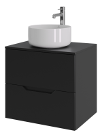 Тумба с раковиной Orange Line 60 подвесная, 2 ящика, матовая черная с раковиной B07-345W