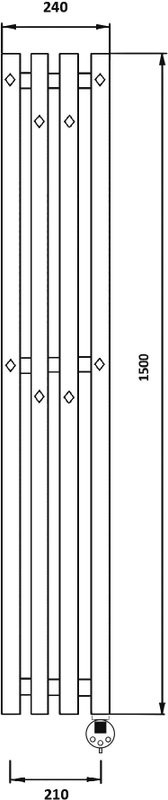 Полотенцесушитель электрический Secado Сандриго 4К 1500/210 150x25 см, подключение справа, матовый черный, I-образный