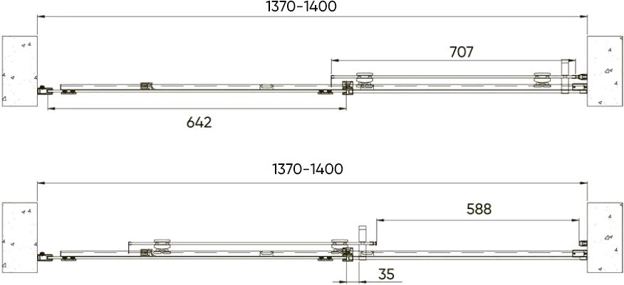 Душевая дверь в нишу Veconi Vianno VN-71 140 см,  профиль хром