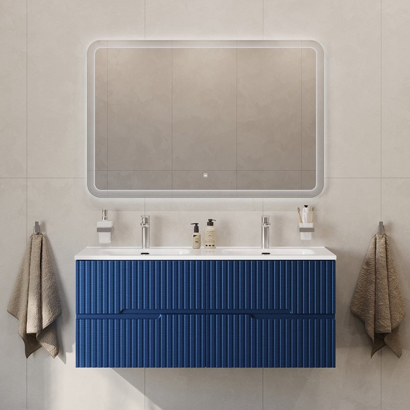 Мебель для ванной комнаты Cezares Duet 120 sapfiro, раковина Cezares CZR-8095-120-2 двойная