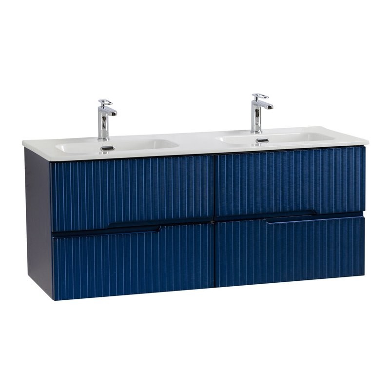 Мебель для ванной комнаты Cezares Duet 120 sapfiro, раковина Cezares CZR-8095-120-2 двойная