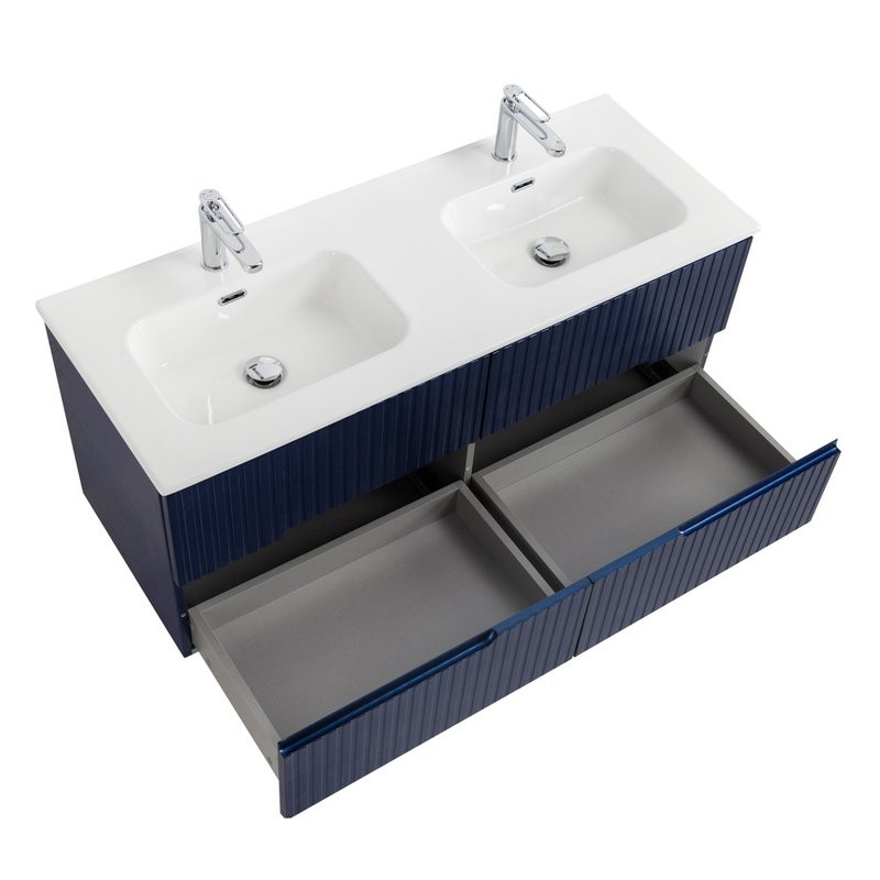 Мебель для ванной комнаты Cezares Duet 120 sapfiro, раковина Cezares CZR-8095-120-2 двойная