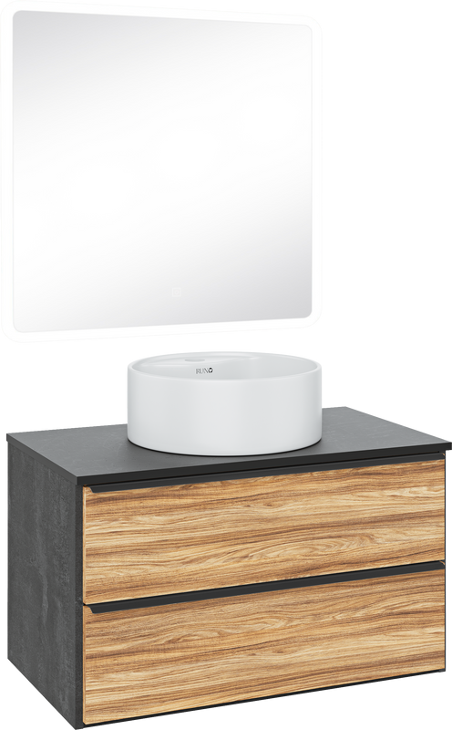 Мебель для ванной комнаты Runo Мальта 85 дуб, черная, раковина Sole 40