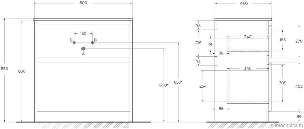 Мебель для ванной комнаты BelBagno Kraft 80 напольная, bianco opaco, раковина BB810/465-LV-VTR-BL