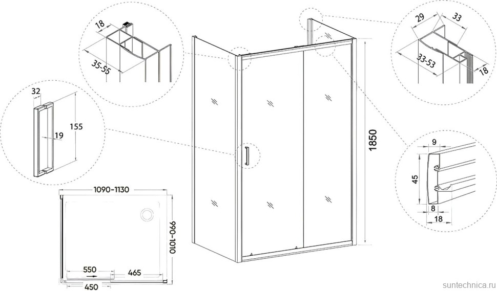 Душевой уголок Veconi Rovigo RV-046 110x100