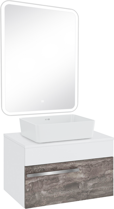 Мебель для ванной комнаты Runo Вудлайн 65 железный камень, раковина Tre 50