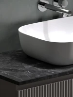 Тумба под раковину со столешницей Sancos Snob R 100 doha soft, столешница черный мрамор