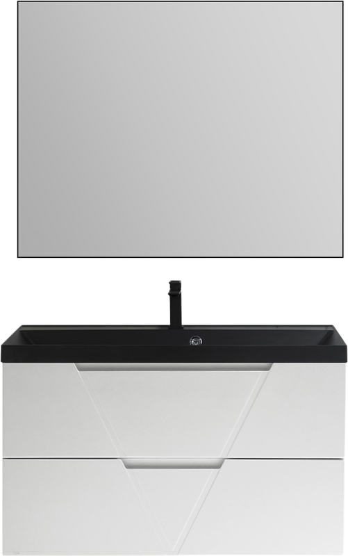 Мебель для ванной комнаты BelBagno Vittoria 100 подвесная, bianco opaco, черная матовая раковина
