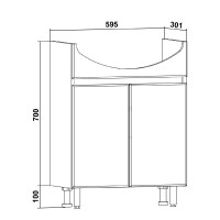 Тумба с раковиной Runo Лада 60 напольная, блэквуд, белая