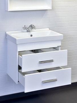 Тумба с раковиной Comforty Никосия 60П подвесная, белый глянец