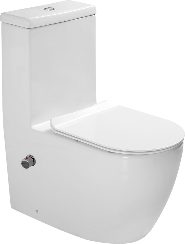 Унитаз-моноблок напольный SantiLine SL-5011SM-BD безободковый, с микролифтом, встроенный смеситель