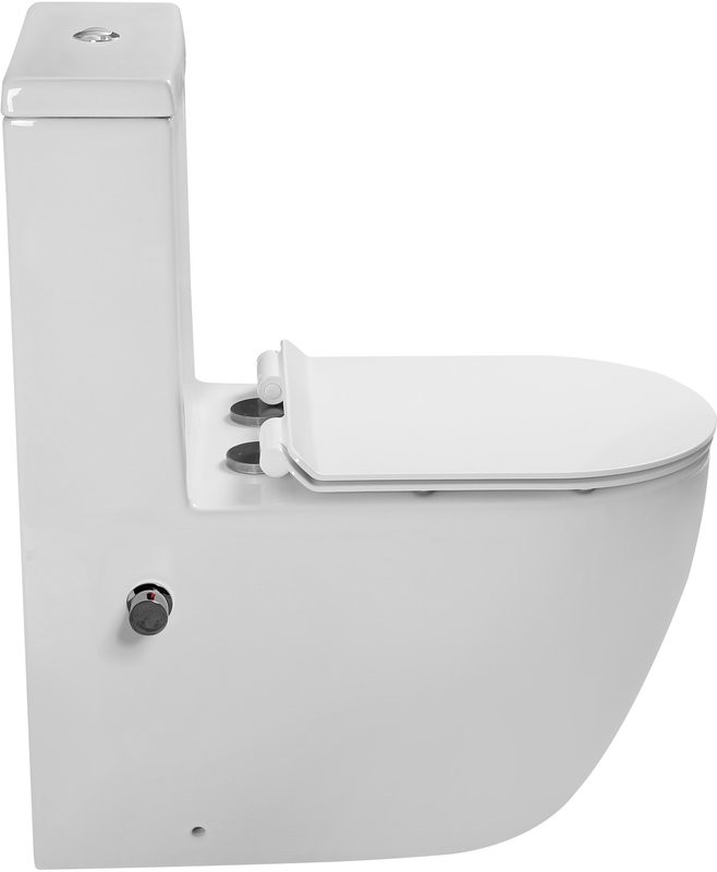 Унитаз-моноблок напольный SantiLine SL-5011SM-BD безободковый, с микролифтом, встроенный смеситель