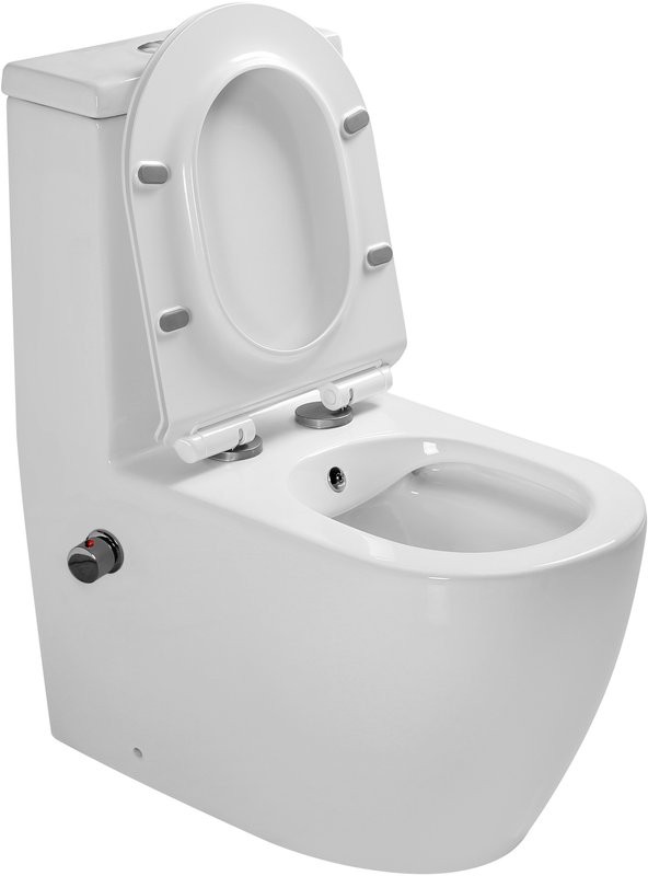 Унитаз-моноблок напольный SantiLine SL-5011SM-BD безободковый, с микролифтом, встроенный смеситель