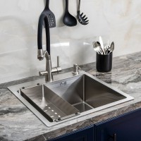 Мойка кухонная Melana ProfLine R5050H в комплекте с дозатором и коландером, сатин