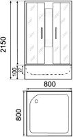 Душевая кабина Parly Frost FQ811 80x215, с поддоном, профиль сатин, стекло матовое